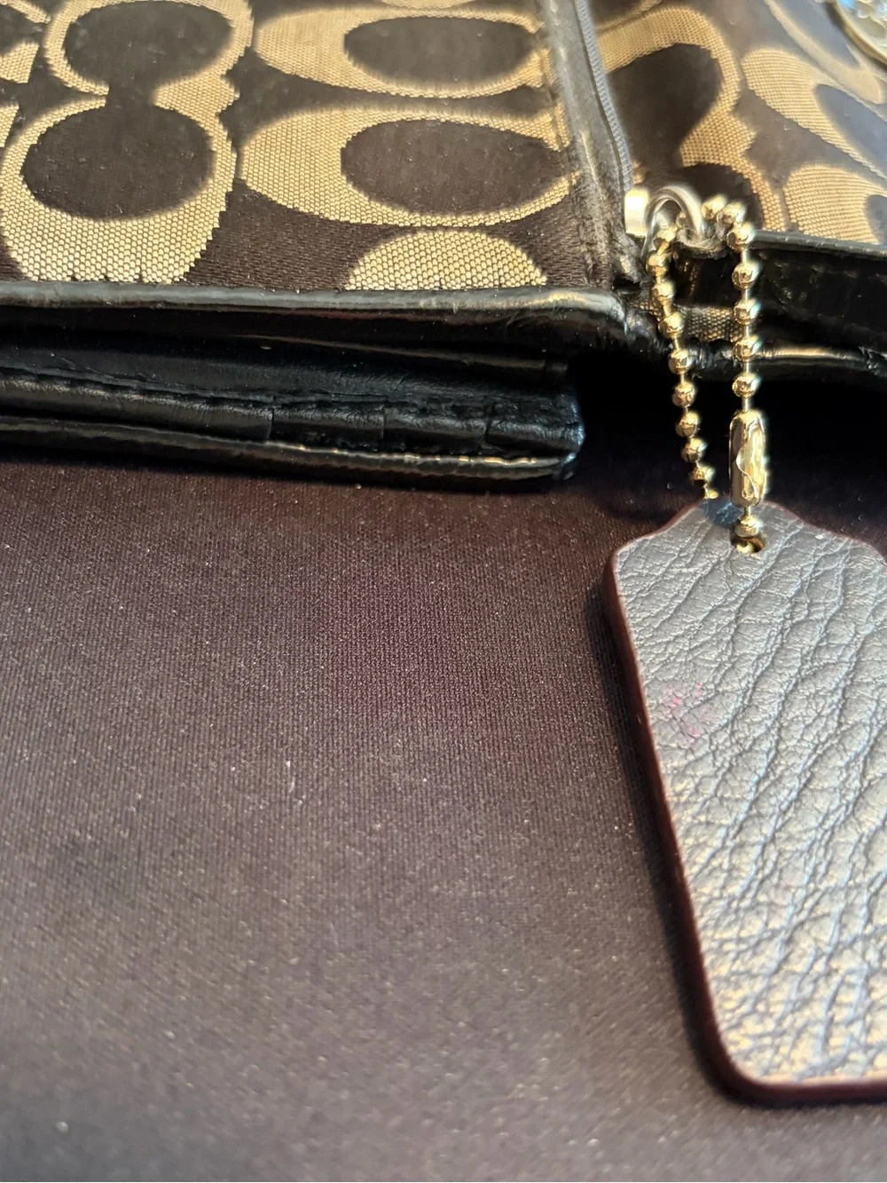 Coach Brown and Black Signature Canvas Wallet